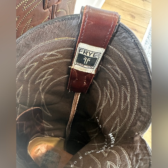 Vintage Frye Billy Pull On Western Boots Roper 87689 Leather Brown Mens Size 10D - Picture 10 of 10
